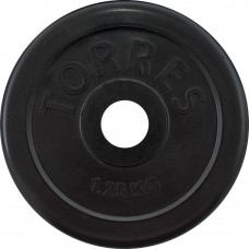 Диск обрезиненный "TORRES 1,25 кг" арт.PL50681, d.25мм, металл в резиновой оболочке, черный