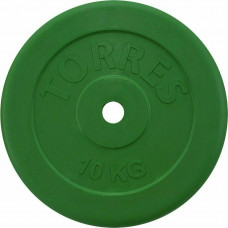 Диск обрезиненный "TORRES 10 кг" арт.PL504110, d.25мм, металл в резиновой оболочке, зеленый