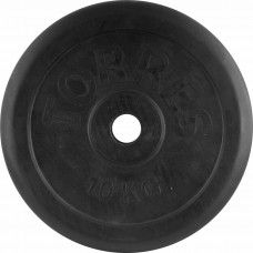 Диск обрезиненный "TORRES 10 кг" арт.PL506510, d.31мм, металл в резиновой оболочке, черный