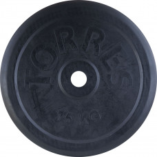 Диск обрезиненный "TORRES 15 кг" арт.PL506615, d.31мм, металл в резиновой оболочке, черный