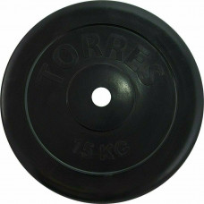 Диск обрезиненный "TORRES 15 кг" арт.PL507215, d.25мм, металл в резиновой оболочке, черный.