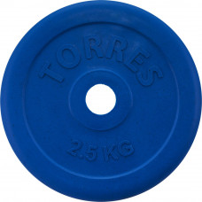 Диск обрезиненный "TORRES 2,5 кг" арт.PL50392, d.25мм, металл в резиновой оболочке, синий
