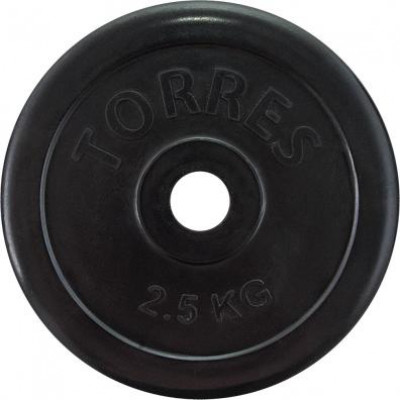 Диск обрезиненный "TORRES 2,5 кг" арт.PL50692, d.25мм, металл в резиновой оболочке, черный.