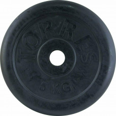 Диск обрезиненный "TORRES 5 кг" арт.PL50645, d.31мм, металл в резиновой оболочке, черный