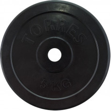 Диск обрезиненный "TORRES 5 кг" арт.PL50705, d.25мм, металл в резиновой оболочке, черный