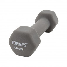 Гантель "TORRES 1.5 кг" арт.PL550115, металл в неопреновой оболочке, форма шестигранник, серый