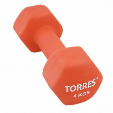 Гантель "TORRES 4 кг" арт.PL55014, металл в неопреновой оболочке, форма шестигранник, красный