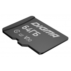 Карта памяти microSDXC UHS-I U3 Digma 64 ГБ, 80 МБ/с, Class 10, CARD30,  1 шт., переходник SD [dgfca064a03]