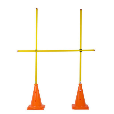 Комплект вертикальных стоек, арт.У629, высота 1,5м, 2 конуса с отвер, 2 втулки, 2 клипсы, 3штанги по 1,5м , жесткий пластик, желто-оранжевый