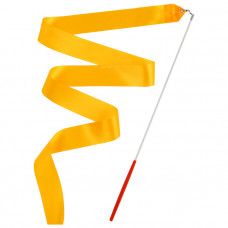Лента гимнастическая с палочкой 56см, арт.СЕ6-Y, дл.6м, пластик, металл, полиэстер, желтый