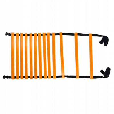 Лестница для тренировок, арт.ЛК-6, длина 6 м, шир. 51 см, перекладины (13 шт) из пластика, регулир.расстоян.между перекладинами,ленты из ПЭ, пластик., в сумке-чехле из нейлона, оранжево-черный