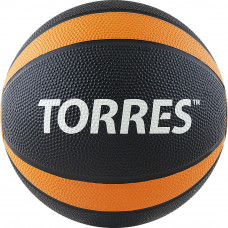 Медбол "TORRES 2 кг", арт.AL00222, покрышка и наполнитель резина, диаметр 19,5 см, вес 2 кг, черно-оранжево-белый