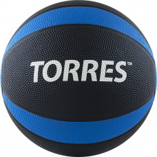 Медбол "TORRES 3 кг", арт.AL00223, покрышка и наполнитель резина, диаметр 21,9 см, вес 3 кг, черно-сине-белый