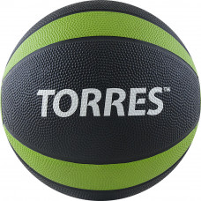 Медбол "TORRES 4 кг", арт.AL00224, покрышка и наполнитель резина, диаметр 21,9 см, вес 4 кг, черно-зелено-белый