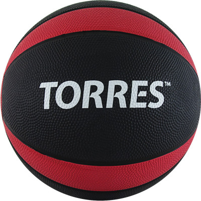 Медбол "TORRES 6 кг", арт.AL00226, покрышка и наполнитель резина, диаметр 23,8 см, вес 6 кг, черно-красно-белый