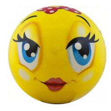 Мяч детский "Funny Faces", арт.DS-PP 203, пластизоль (ПВХ), диаметр 12 см, желтый
