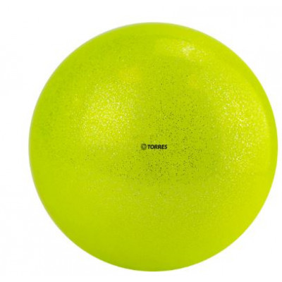 Мяч для художественной гимнастики "TORRES", арт.AGP-19-03, диам. 19 см, ПВХ, желтый с блестками