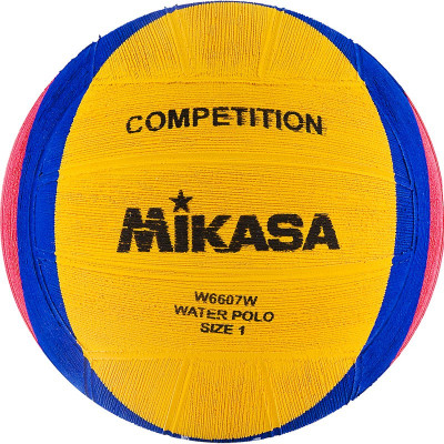 Мяч для водного поло "MIKASA W6607W" р1, резина,  вес 233-253 г,  дл.окр.50-51,5см, желто-сине-розовый, Тайланд