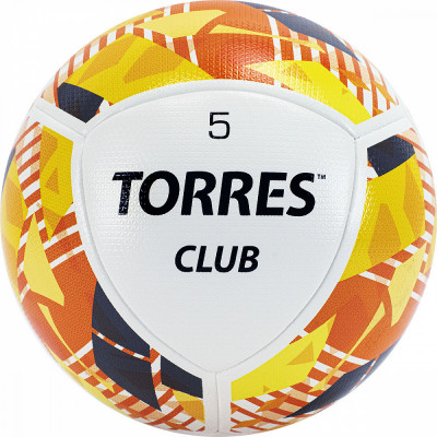 Мяч футб. "TORRES Club" арт.F320035, р.5, 10 панели. PU, 2 подкл. слоя, гибридная сшивка, беж-оранж-серголубой