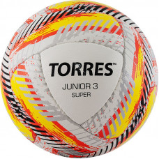 Мяч футб. "TORRES Junior-3 Super HS" арт.F320303, р.3, для тренировок детей до 5-7 лет, вес 280-310 г, глянц. синт. кожа (ПУ), 4 подкл. слоя, 16 пан, ручная сшивка, бут. камера, бело-красн-желт