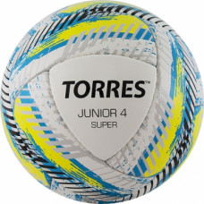 Мяч футб. "TORRES Junior-4 Super HS" арт. F320304, р.4, для игр и тренировок детей до 10-12 лет, вес 290-320 г, глянц. синт. кожа (ПУ), 4 подкл. слоя, 16 пан, ручная сшивка, бут. камера, бело-желт-гол