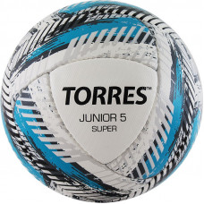 Мяч футб. "TORRES Junior-5 Super HS" арт.F320305, р.5, для игр и тренировок детей и подростков до 13 лет, вес 350-370 г, глянц. синт. кожа (ПУ), 4 подкл. слоя, 16 пан, ручная.сшивка, бут. камера, бело-гол-сер