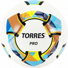 Мяч футб. "TORRES Pro" арт.F320015, р.5, 14 панелей, PU, 4 подкл. слоя, ручная сшивка, дизайн 2021, бело-золот-черн