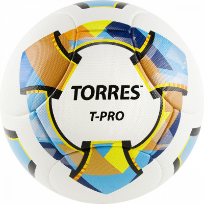 Мяч футб. "TORRES T-Pro" арт.F320995, р.5, 14 панелей, PU-Microfiber, 4 подкл. слоя, термосшивка, бело-мультиколор