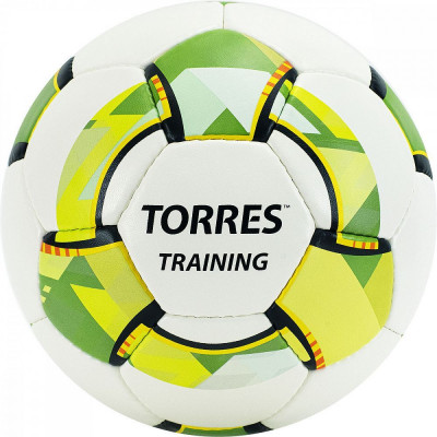 Мяч футб. "TORRES Training", арт.F320054 р.4, 32 панели. PU, 4 подкл. слоя, ручная сшивка, дизайн 2021, бело-зел-сер