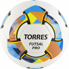 Мяч футзал. "TORRES Futsal Pro", арт.FS32024, р.4, 32 панели. PU-Microfiber, 4 подкл. слоя, ручная сшивка, белый-золотой-черный