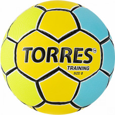 Мяч ганд. "TORRES Training" арт.H32151,  р.1, для игр и трен. ком. и клубов сред. уровня, синт. кожа (полиуретан, толщ. 1,2 мм), 3 подкл. слоя и слой резины, ручная сшивка, желто-голубой