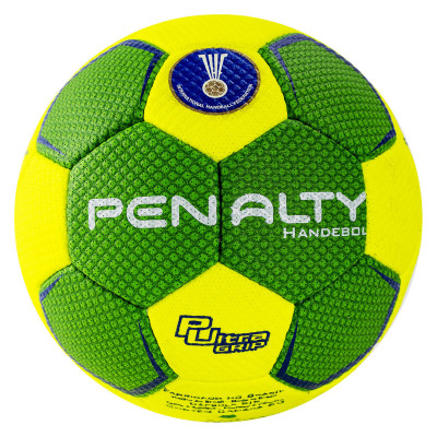 Мяч гандбольный PENALTY HANDEBOL SUECIA H3L ULTRA GRIP, арт.5115602600-U, р.3, PU Pro, ручная сшивка, 5 подкл. слоев, желтый, зеленый