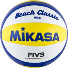 Мяч волейб. пляжн. сувенирный "MIKASA VX3.5", р.1, диам. 15 см,  синт. кожа ПВХ, маш. сшивка, бутиловая камера, 10 панелей, бело-желто-синий
