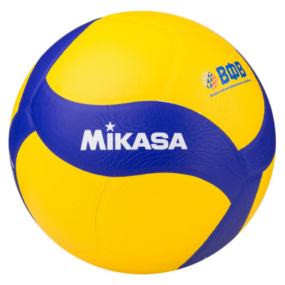 Мяч волейб. утяжеленный "MIKASA VT500W", р.5, вес 500 г, синт.кожа (ПУ+микрофибра), 18 панелей, бутиловая камера, нейлоновый корд, клееный, сине-желтый