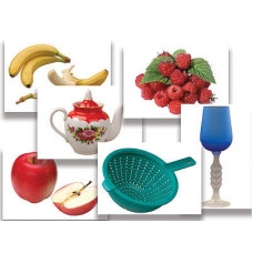 Набор предметных картинок "Фрукты, ягоды, орехи. Посуда" (48 шт., А4, с магнитами)