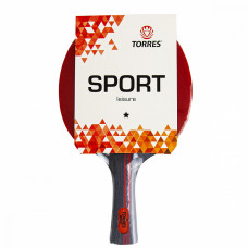 Ракетка для настол. тенниса TORRES Sport 1*, арт. TT21005, для любителей, накладка TORRES 200 с губкой толщиной 1,5 мм, пятислойное основание TORRES Sport, коническая ручка