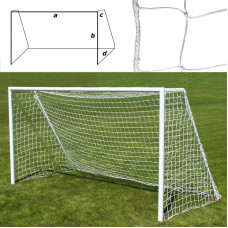 Сетка футб. FS-F-№11 (F5.0x2.0), a:5.0 b:2.0 c:0.8 d:1.2 м, нить 3,5 мм полипропилен (ПП),  ячейка10*10 см, белая