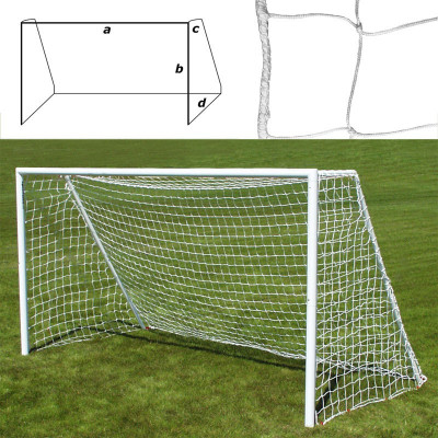 Сетка футб. FS-F-№11 (F5.0x2.0), a:5.0 b:2.0 c:0.8 d:1.2 м, нить 3,5 мм полипропилен (ПП),  ячейка10*10 см, белая