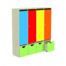 Шкаф для одежды с выдвижным ящиком 1 секция (330х350х1350) Корпус и двери выполнены из ламинированной ДСП (ЛДСП) 16 мм, обрамлены кантом ПВХ 0,4 мм фасады ящиков МДФ, покрытие цветная эмаль