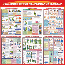 Стенд "Оказание первой помощи пострадавшим" без карманов 1x1м