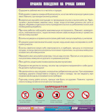 Таблица демонстрационная "Правила поведения на уроках химии" (винил 100х140)