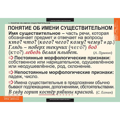 Таблицы демонстрационные "Русский язык. Имя существительное"