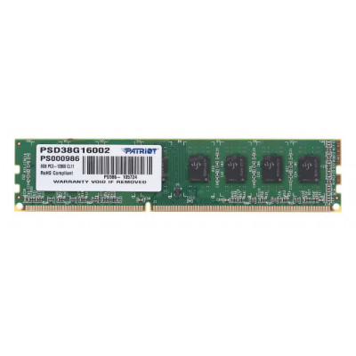 Оперативная память Patriot PSD38G16002 DDR3 8ГБ 1600 DIMM Ret