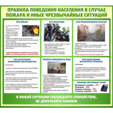 Стенд "Правила поведения населения в случае пожара и иных чрезвычайных ситуаций" 1х0,9м
